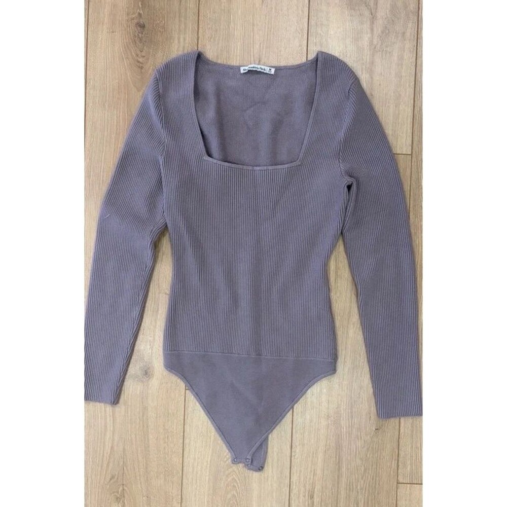 Abercrombie & Fitch Purple Ribbed Square Neck Bodysuit M